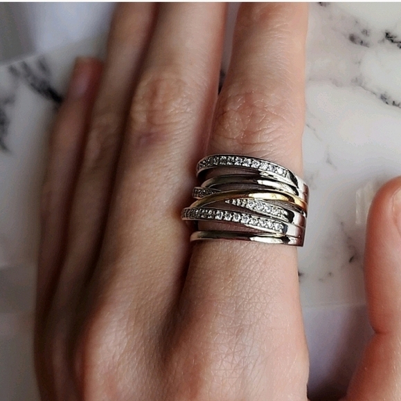 New Two Tone 925 Silver Ring - Picture 6 of 10